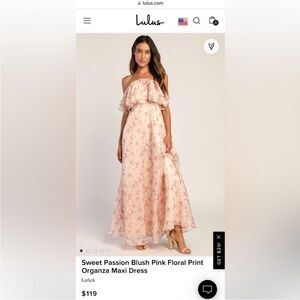 Lulus Sweet Passion Blush Pink Floral Print Organza Maxi Dress
